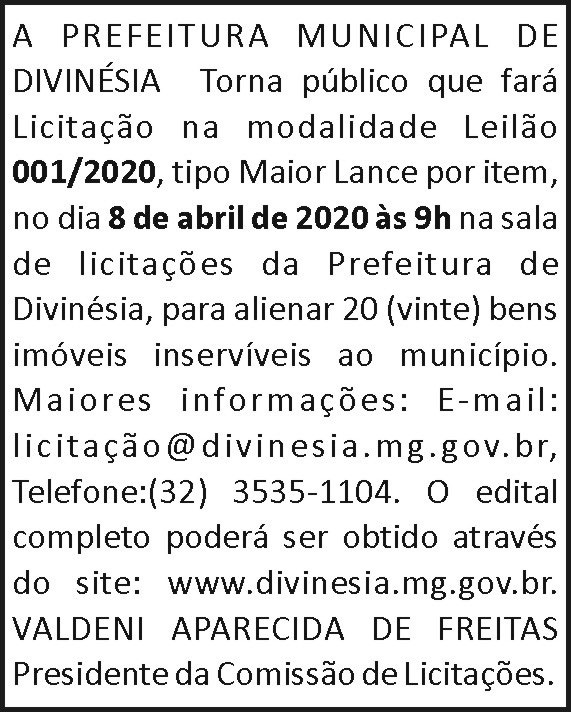 Prefeitura Municipal de Divinésia 4 1 DIVINESIA 001