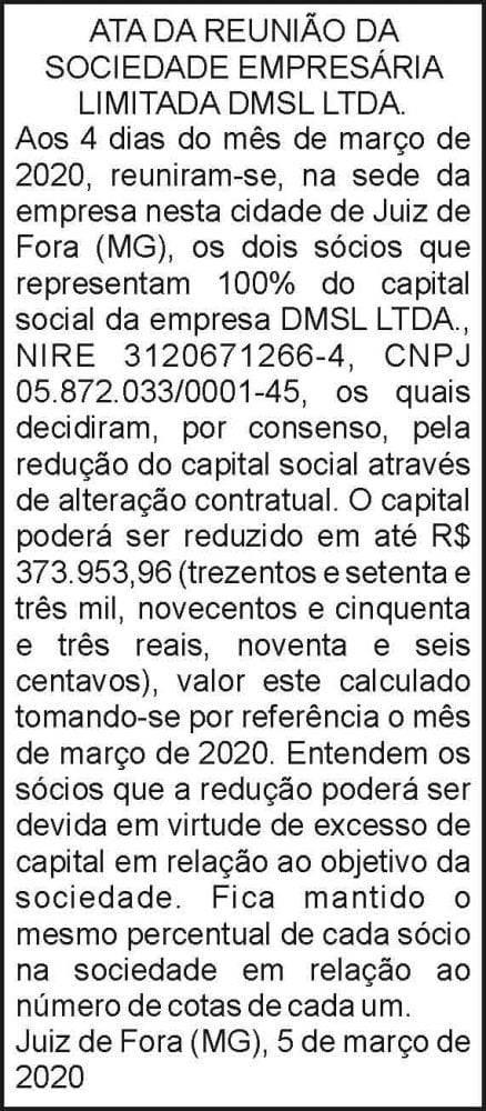 Ata da reunião da sociedade empresária limitada 4 1 EMPRESARIA