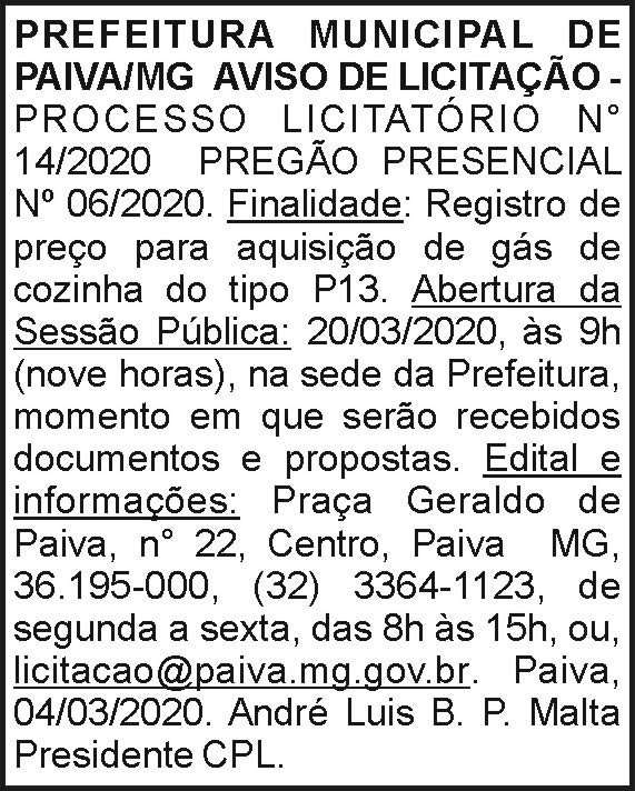 Prefeitura Municipal de Paiva 14/2020 4 1 PAIVA 14