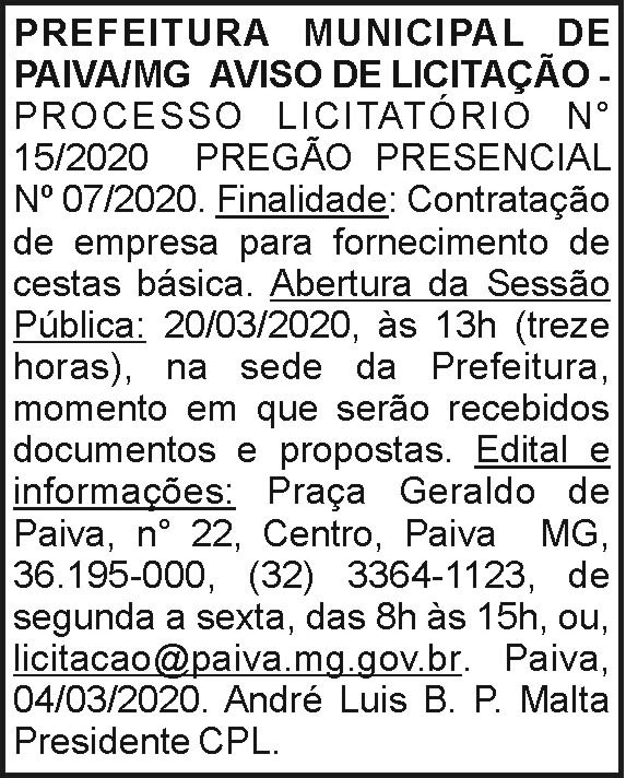 Prefeitura Municipal de Paiva 15/2020 4 1 PAIVA 15