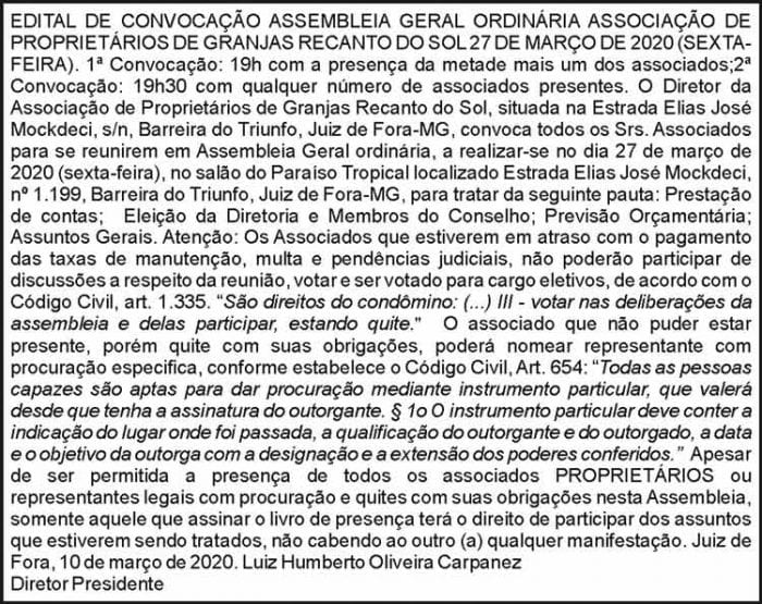 Associação de proprietários de granjas Recanto do Sol 4 1 RECANTO DO SOL