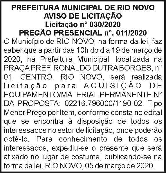 Prefeitura Municipal de Rio Novo 4 1 RIO NOVO 030