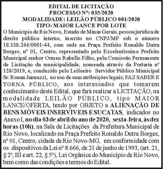Município de Rio Novo 4 1 RIO NOVO 035