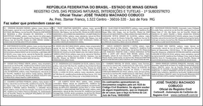 Avisos de casamentos 12 AVISOS CASAMENTOS 19 03 3 1