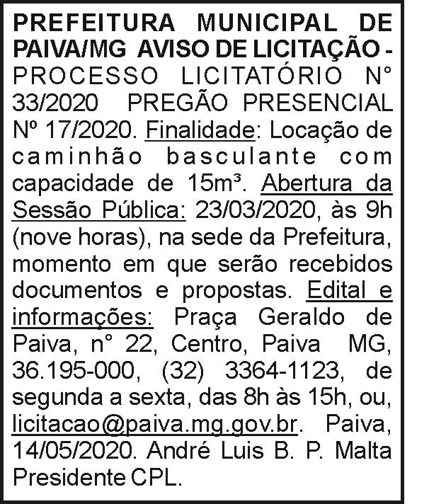 Prefeitura Municipal de Paiva 4 1 PAIVA 33