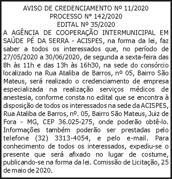 Acispes - Aviso de credenciamento 4 1 ACISPES 142
