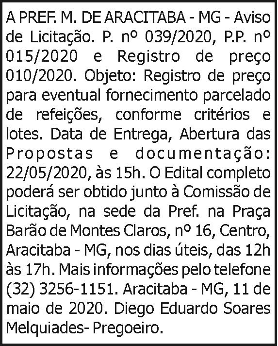 Prefeitura Municipal de Aracitaba 4 1 ARACITABA 039