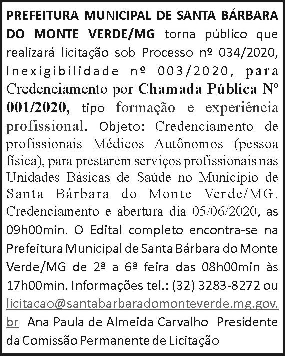 Prefeitura Municipal de Santa Bárbara do Monte Verde 4 1 BARBARA 034
