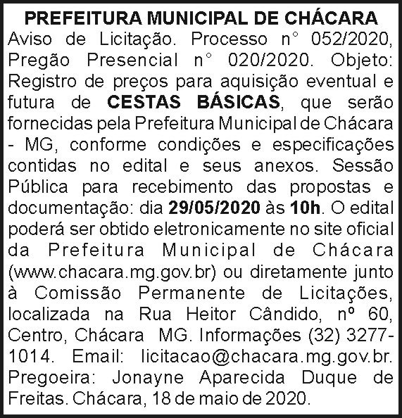 Prefeitura Municipal de Chácara 4 1 CHACARA 052