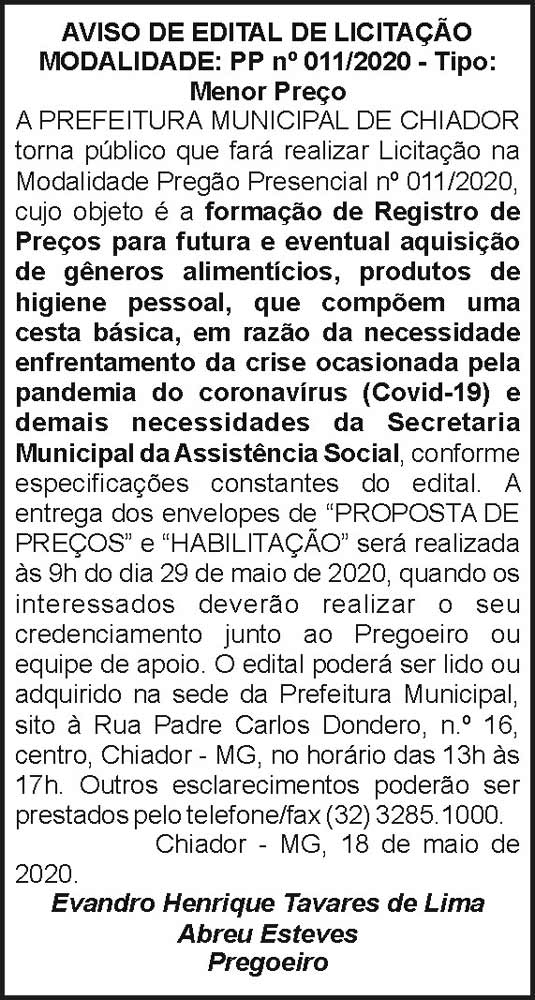 Prefeitura Municipal de Chiador 4 1 CHIADOR 011