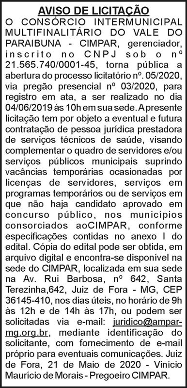 Cimpar - Aviso de licitação 4 1 CIMPAR