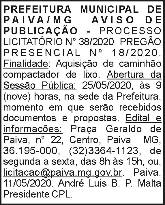 Prefeitura Municipal de Paiva 4 1 PAIVA 38