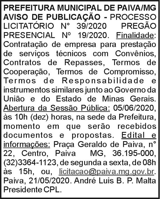 Prefeitura Municipal de Paiva 4 1 PAIVA 39
