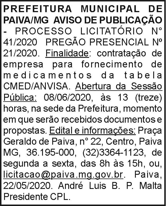Prefeitura Municipal de Paiva 4 1 PAIVA 41