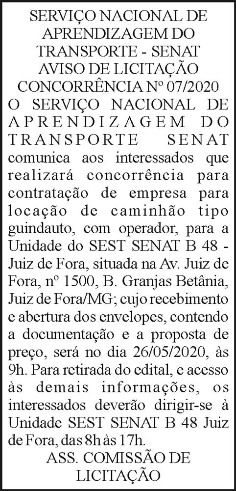 Senat - Aviso de Licitação 4 1 SENAT