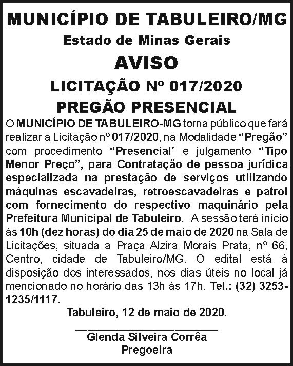 Município de Tabuleiro 4 1 TABULEIRO 017