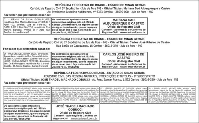 Avisos de Casamentos 07-05-2020 4 AVISOS CASAMENTOS 07 05