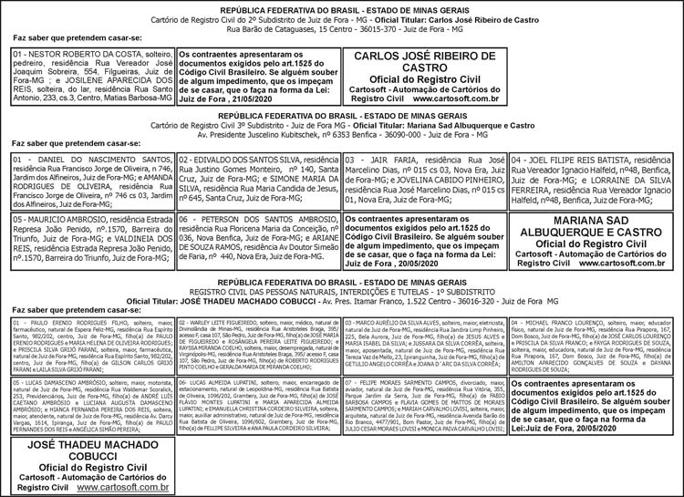 Avisos de Casamentos 21-05-2020 4 AVISOS CASAMENTOS 21 05