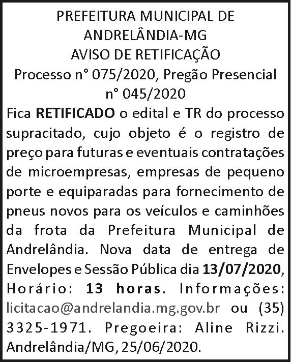 Prefeitura Municipal de Andrelândia 4 1 ANDRELANDIA 075 1
