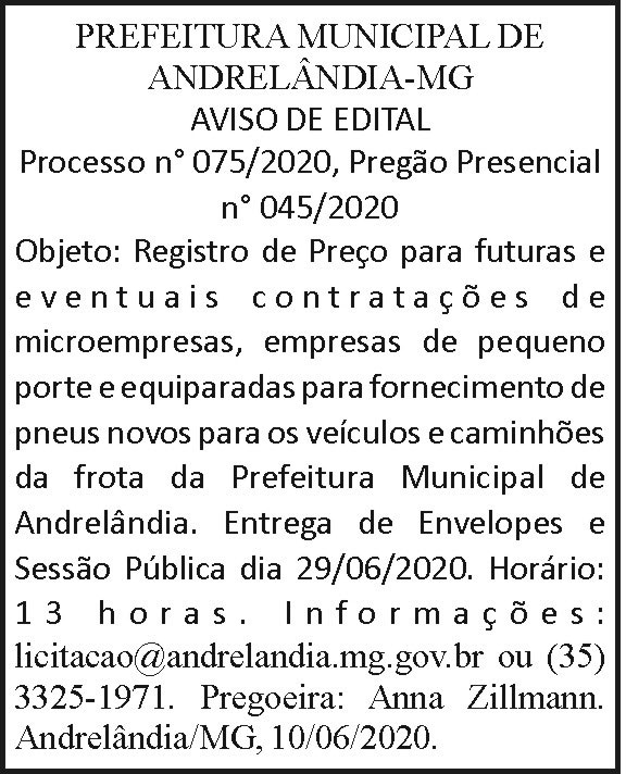 Prefeitura Municipal de Andrelândia 4 1 ANDRELANDIA 075