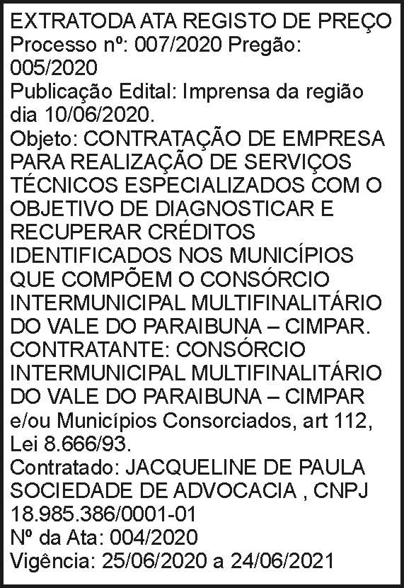 Cimpar - Extrato da Ata Registro de Preço 4 1 CIMPAR 007