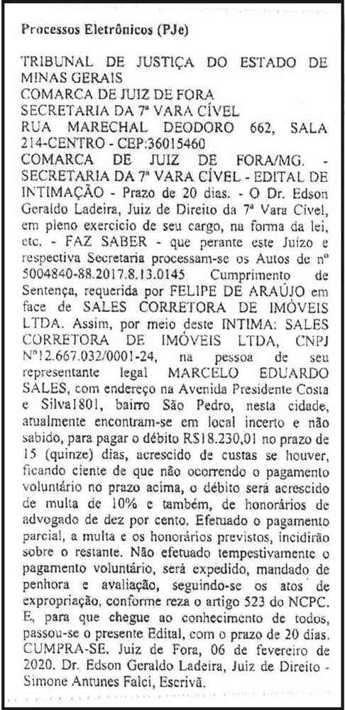 Tribunal de Justiça do Estado de Minas Gerais 4 1 FELIPE