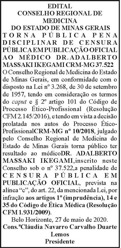 Conselho Regional de Medicina do Estado de MG 4 1 MEDICINA