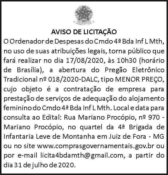 Aviso de licitação 4 1 4BDA 018