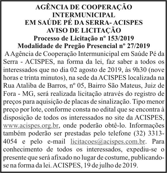 Acispes - Aviso de Licitação 4 1 ACISPES 153 1