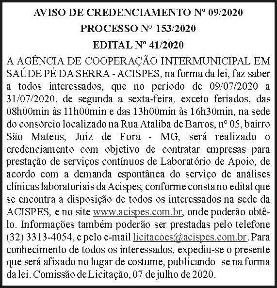 Acispes - Aviso de credenciamento 4 1 ACISPES 153
