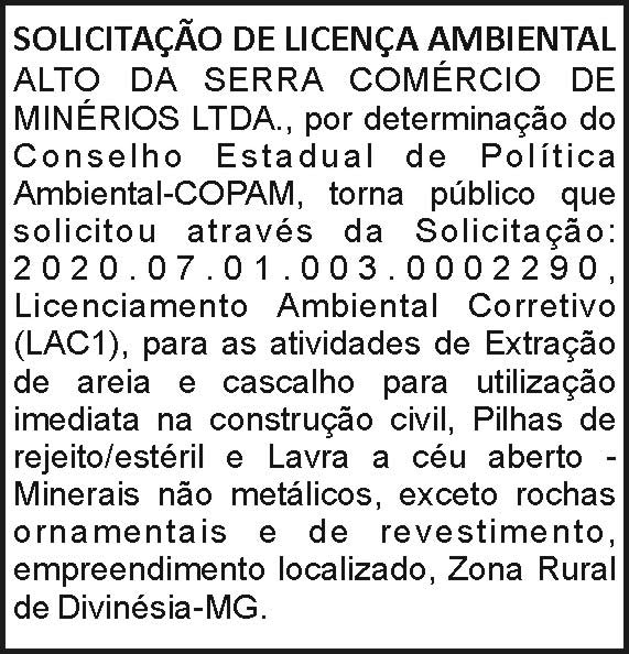 Solicitação de Licença Ambiental 4 1 ALTO DA SERRA 1
