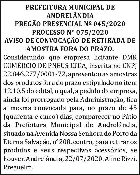 Prefeitura Municipal de Andrelândia 4 1 ANDRELANDIA 045