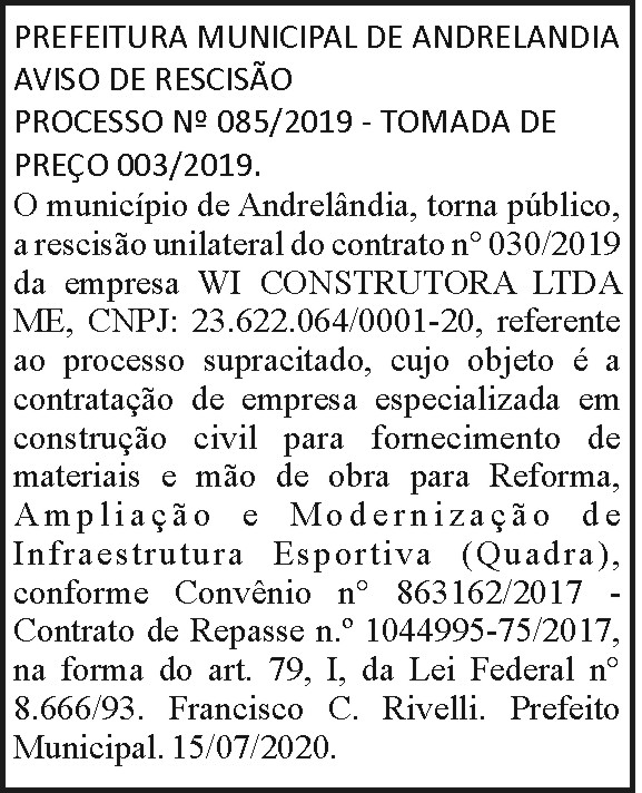 Prefeitura Municipal de Andrelândia 4 1 ANDRELANDIA 085