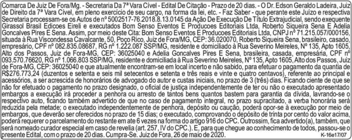 Comarca de Juiz de Fora/MG 4 1 DESTAK 1