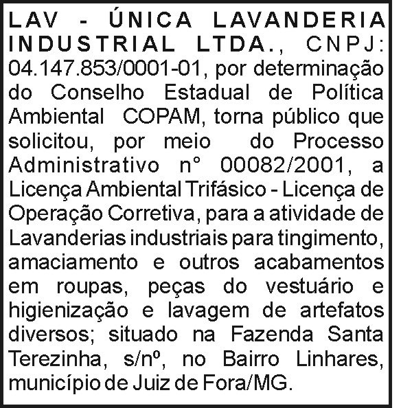 LAV - Única Lavanderia Industrial Ltda 4 1 LAV UNICA