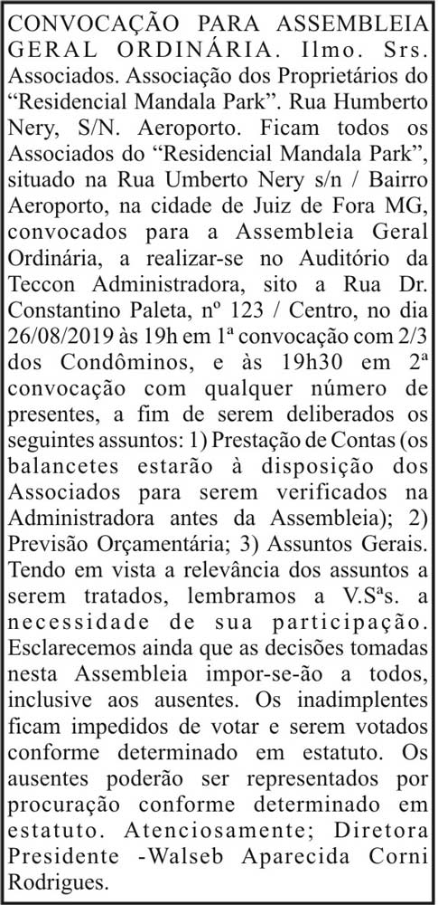 Associação dos Proprietários do Residencial Mandala Park 4 1 MANDALA PARK
