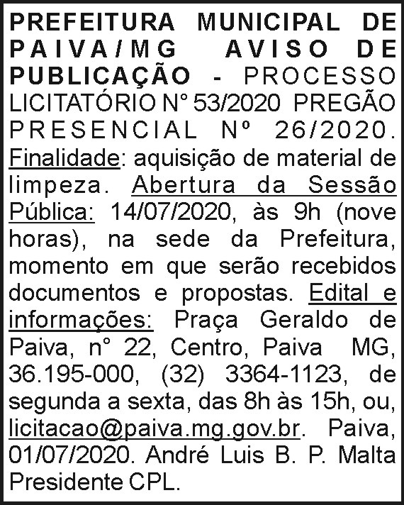 Prefeitura Municipal de Paiva 4 1 PAIVA 53