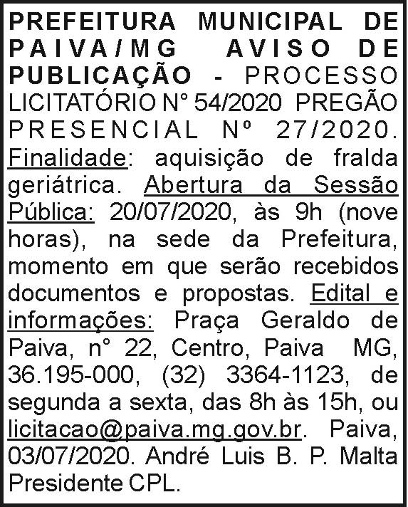 Prefeitura Municipal de Paiva 4 1 PAIVA 54