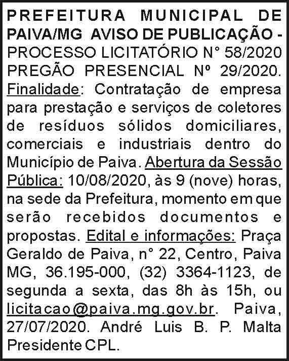 Prefeitura de Paiva/MG 4 1 PAIVA 58