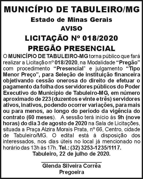 Município de Tabuleiro 4 1 TABULEIRO 018