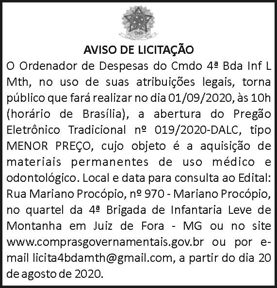 Aviso de licitação 4 1 4BDA 019 EDIT