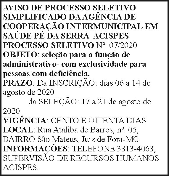 Acispes - Aviso de processo seletivo 4 1 ACISPES 07