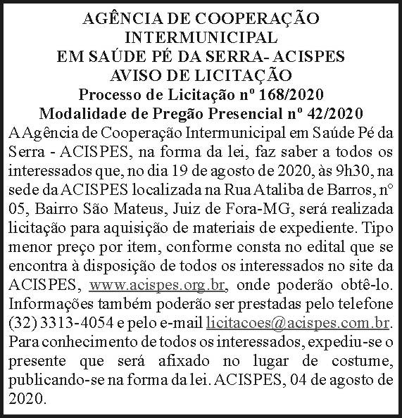 Acispes nº 168/2020 4 1 ACISPES 168