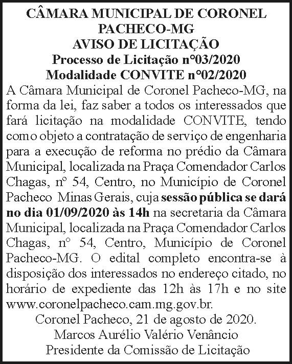 Câmara Municipal de Coronel Pacheco 4 1 CAMARA 03