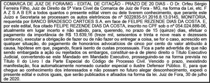 Comarca de Juiz de Fora/MG - Citação 4 1 POWER