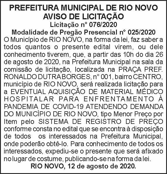 Prefeitura Municipal de Rio Novo 4 1 RIO NOVO 076