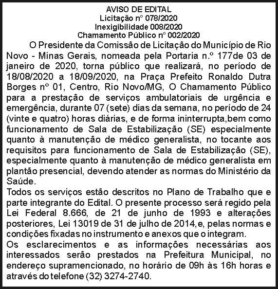 Aviso de Edital 4 1 RIO NOVO 078 EDIT