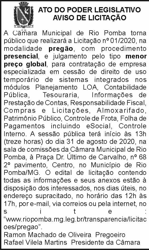 Câmara Municipal de Rio Pomba 4 1 RIO POMBA