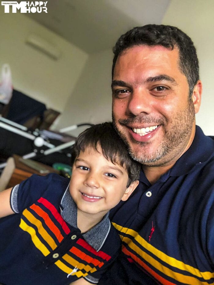 Rafael Rodrigues com o filho Isaac