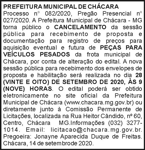 Prefeitura Municipal de Chácara 4 1 CHACARA 082